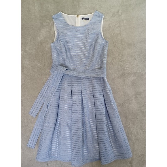 Tommy Hilfiger Dress Sz 6 Striped Pleated FitFlare Midi Periwinkle Wedding Guest - Picture 11 of 11
